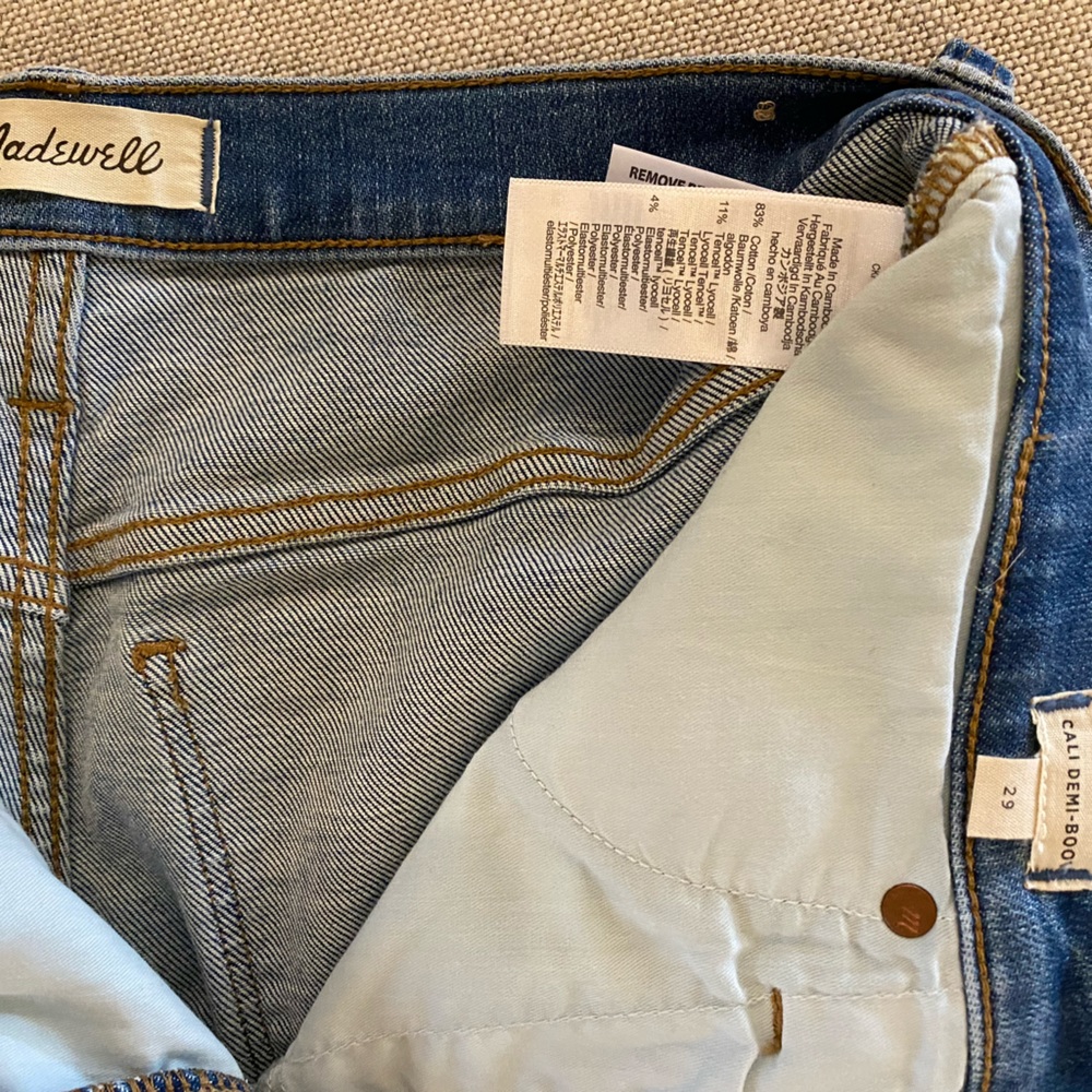 Madewell Cali Demi-Boot Jeans in Dorrance Wash Denim Edition Sz 29 #ND553 - Picture 8 of 9